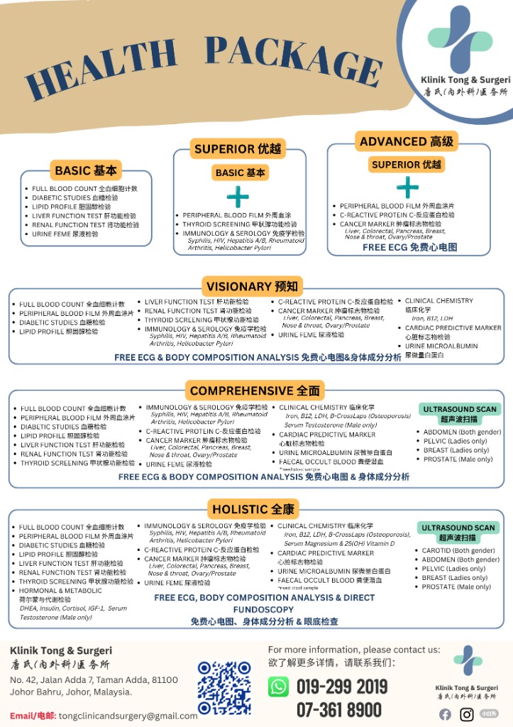 Health screening packages overview brochure